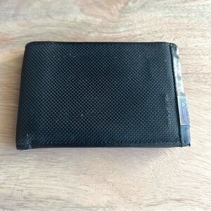 TUMI Wallet Black Ballistic Nylon with Leather Trim